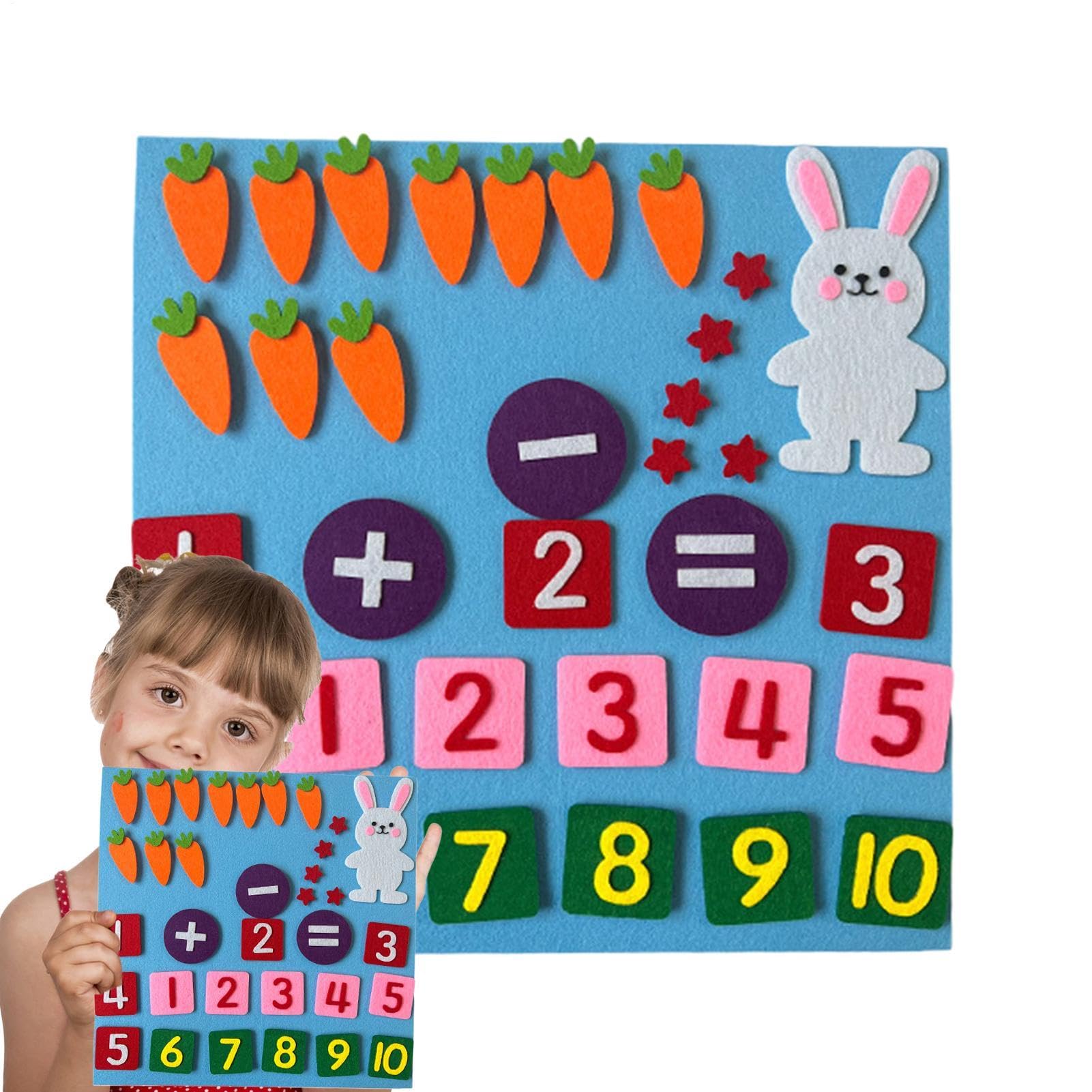 Tabella in feltro – Conteggio e sottrazione – Tavola in feltro – Tabella in feltro con numeri per i bambini – Giocattolo educativo per la matematica