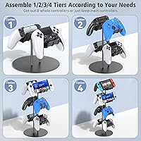 Vista 3 de Kytok Soporte de control de 4 niveles con organizador de cables para escritorio, soporte de pantalla universal compatible con Xbox PS5 PS4 Nintendo