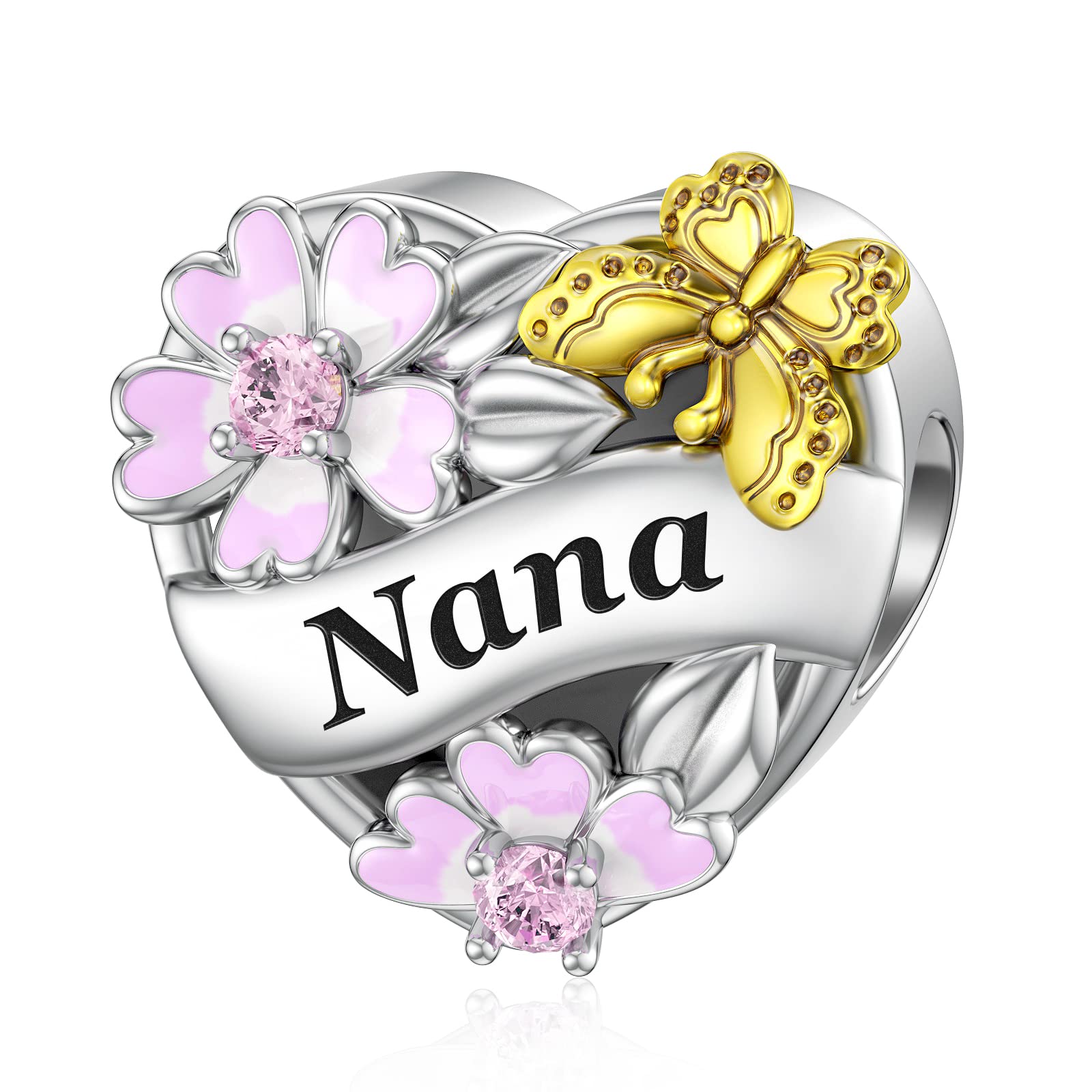 Dije de plata de ley para madre y hermana compatible con pulsera Pandora 7
