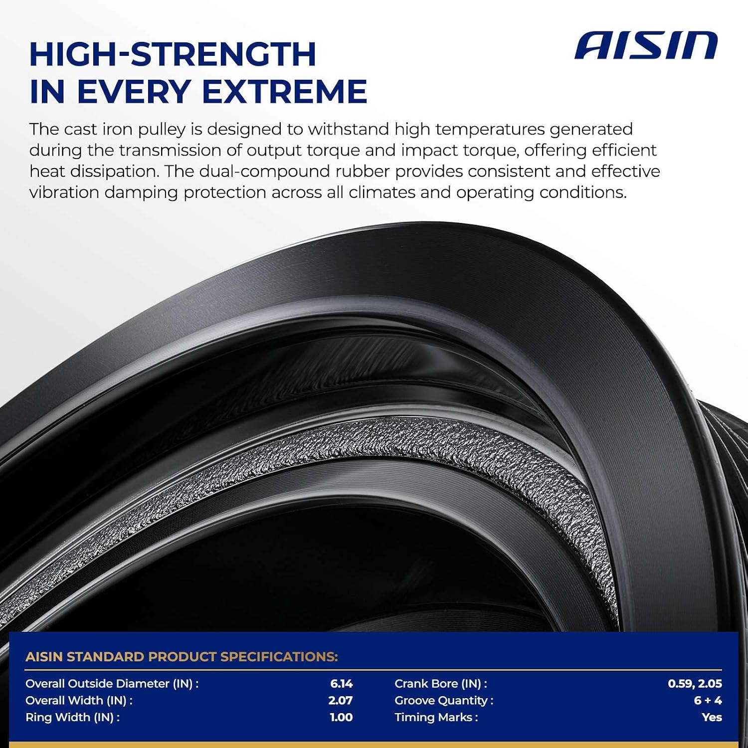 AISIN AFTERMARKET PDAAZ-00068 Harmonic Balancer - Compatible with Mitsubishi Eclipse 2000-2005, Galant 1999-2003, Diamante 1997-2004, Chrysler Sebring 2001-2005, Dodge Stratus 2001-2005 - V6 3.0L 3.5L
