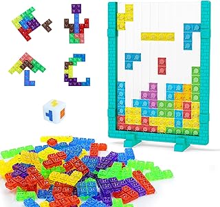 3D Russian Blocks Puzzle Tetris Game, Transparent Brain Teaser Toys Blocks, Vertical Tetris Board Puzzle Game, Educational Montessori Toys Gift for 3 4 5 6 7 8 9 10 Year Old Boys Girls Kids