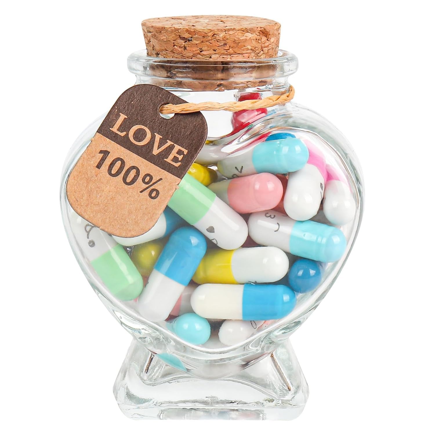 Capsule Letters Message in a Bottle, Lovely Notes, Long Distance Relationships Gifts for Boyfriend or Girlfriend Birthday Anniversary Valentine Day, Graduation Season Party Gift (50 note)