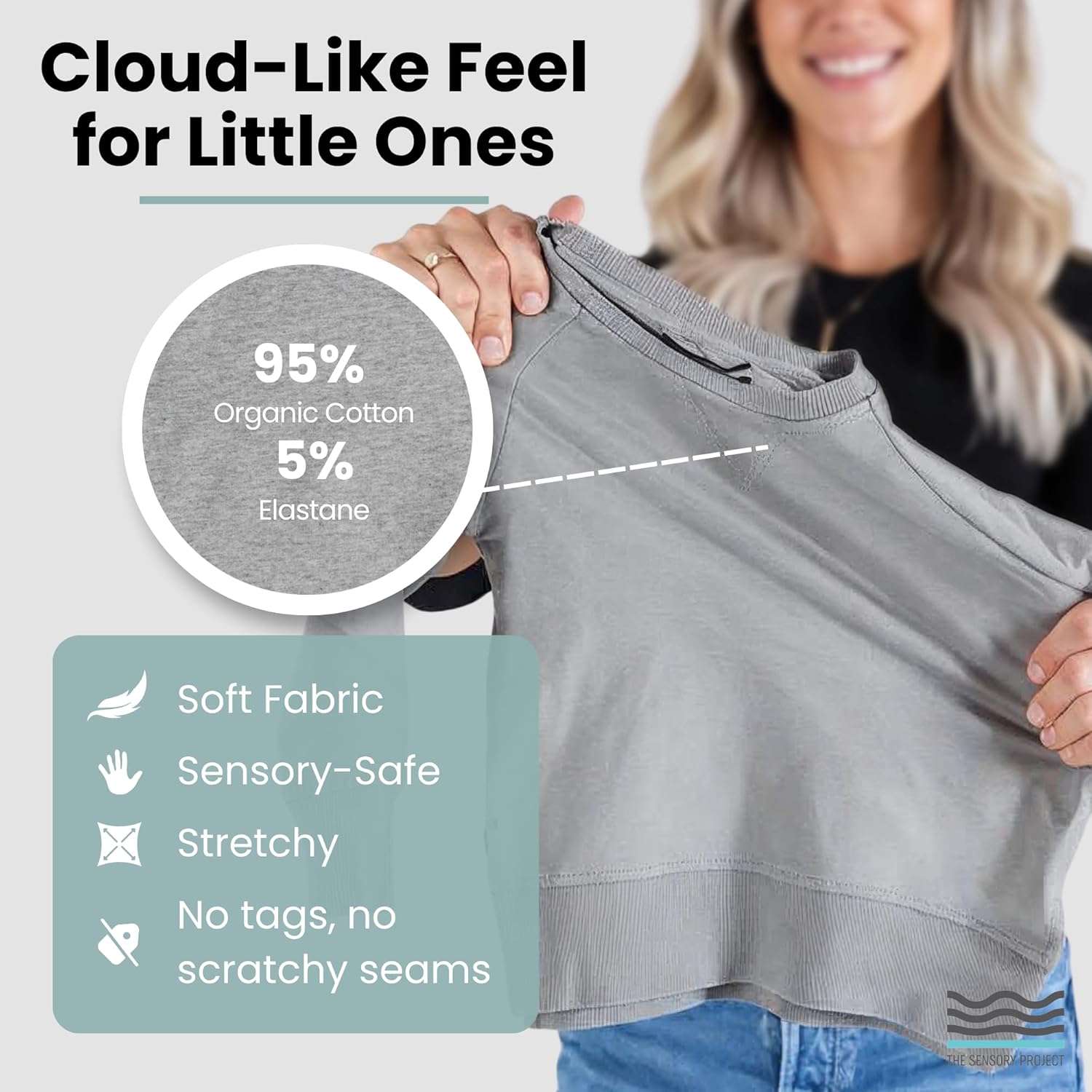 THE SENSORY PROJECT CloudCalm Crew Sweatshirt – Ultra-Soft Organic Cotton Durable Sweater for Infants to Toddlers - Image 2