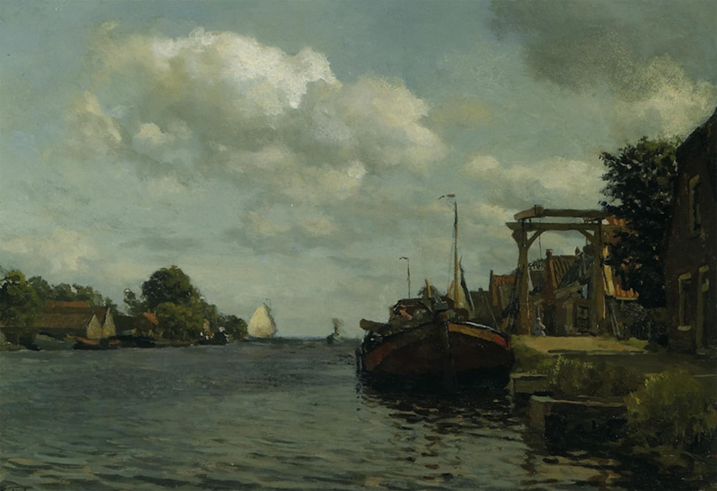 POSTERIIk Famous Animal Posters Vintage Picture Moored Boats on a River by Willem Bastiaan Tholen Modern Wall Decor for Home Decor 60x90cm