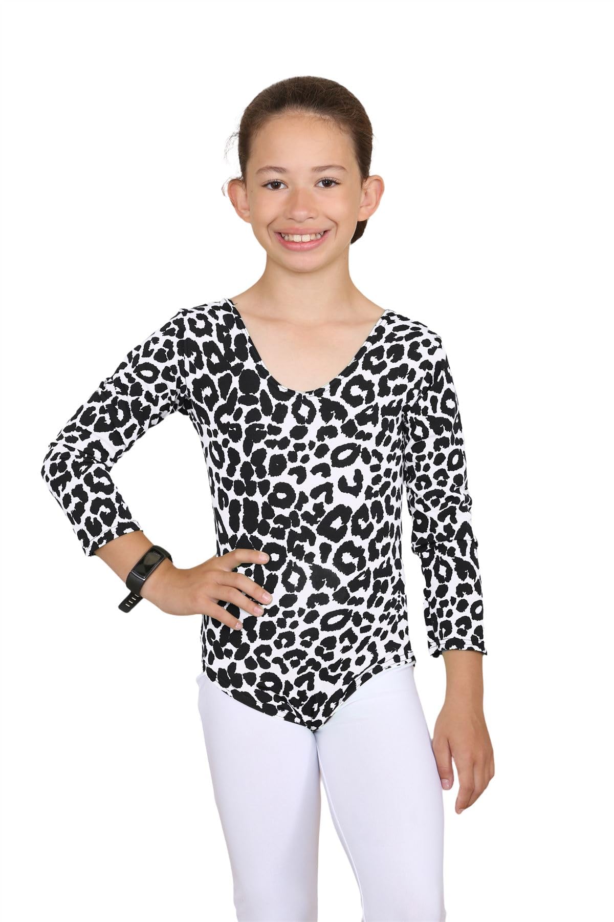 Hamishkane® Gymnastics Leotards for Girls - Stretchy Long Sleeve Leopard Print Top, Ideal Girls Leotard for Gymnastics and Ballet Performance