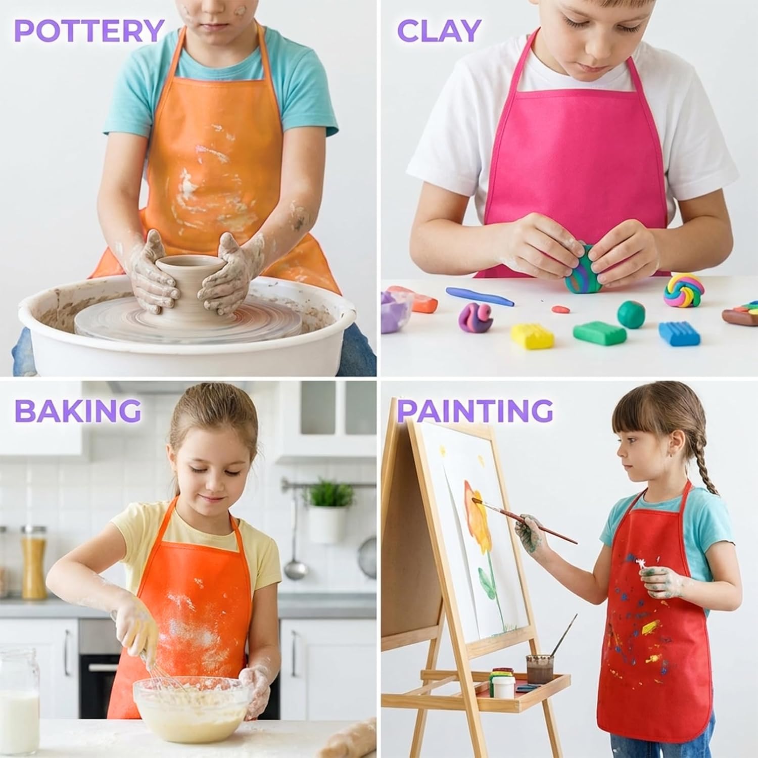 24 Pcs Apron,13x18.9in Art Smock,Paint Aprons Smocks,Neck Hanging Painting Aprons for Party Kitchen Crafts Activity