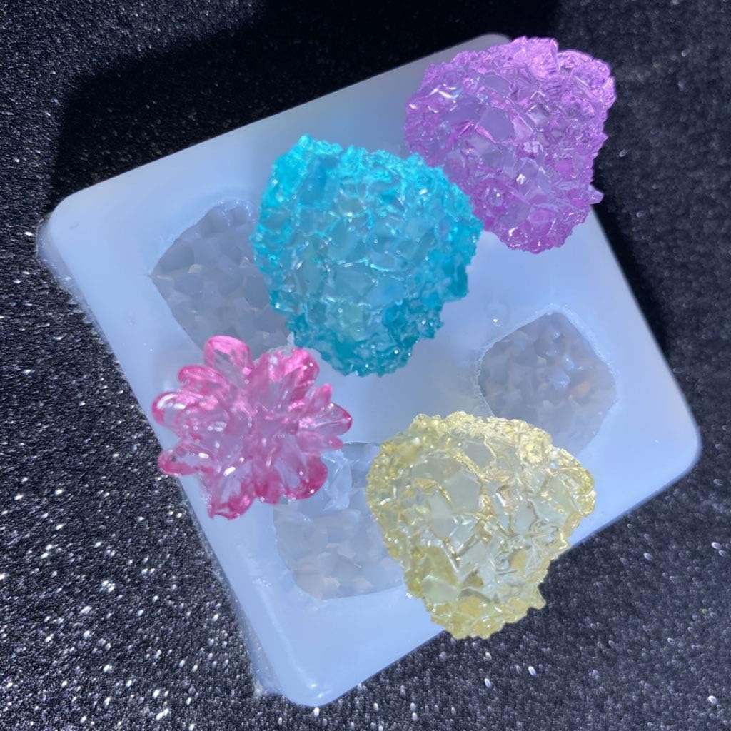 Crystal Cluster Mold Resin Simulation Original Stone UV Epoxy Resin Mold Handmade Decorations Crystal Stone Casting Mold, 5x4.5x1.5cm, as the picture shows