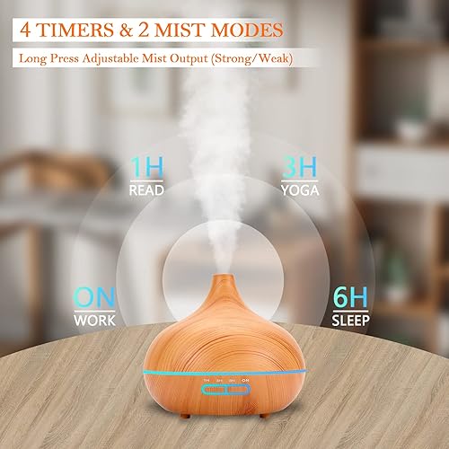 Miniatura 4 de Difusor de aroma de 18.6 fl oz con juego de aceites esenciales, difusor de aceite esencial con control remoto, tecnología ultrasónica, difusores de