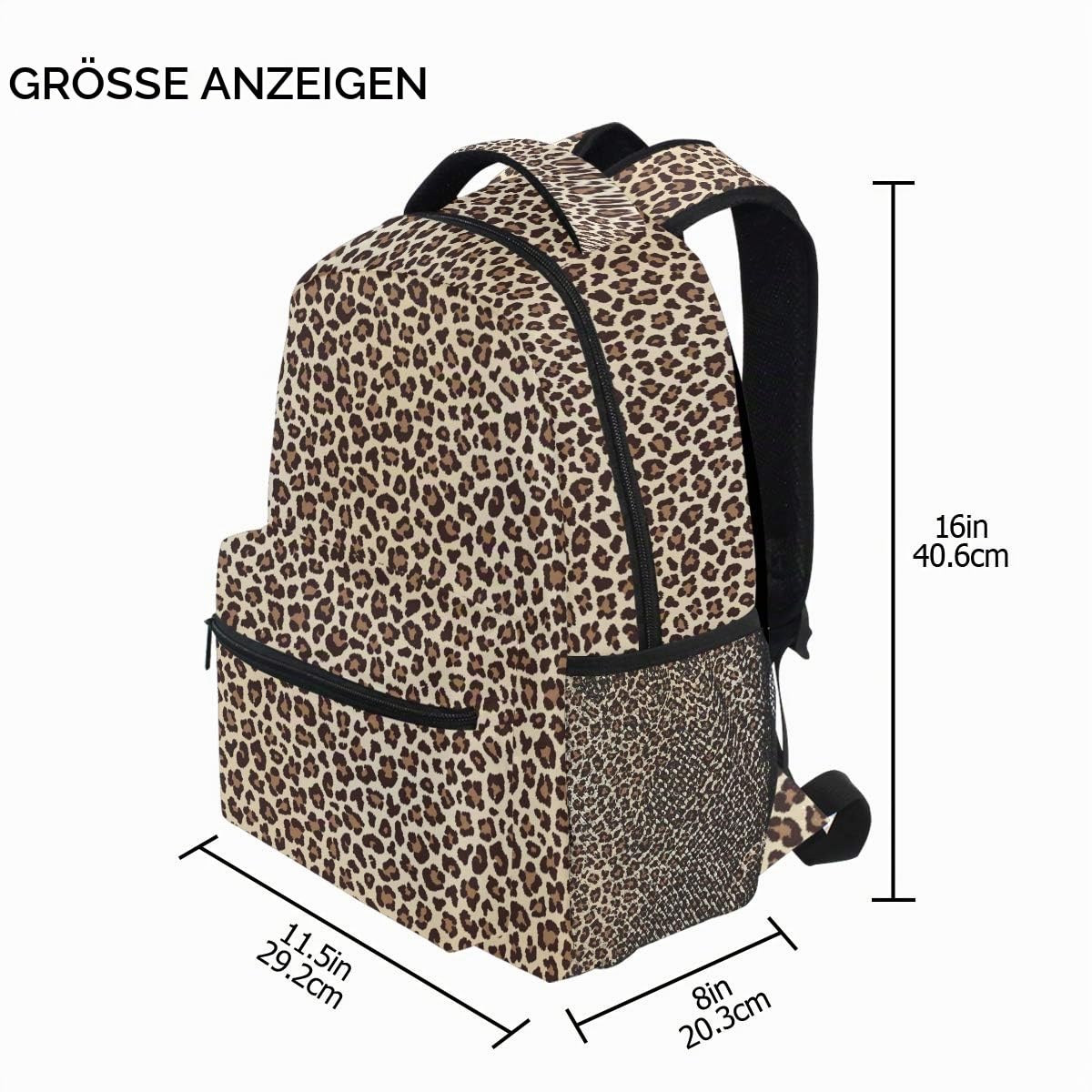 Leopard Animal Gemoetric Schulrucksack für Jungen Mädchen Kinder Reisetasche Bookbag