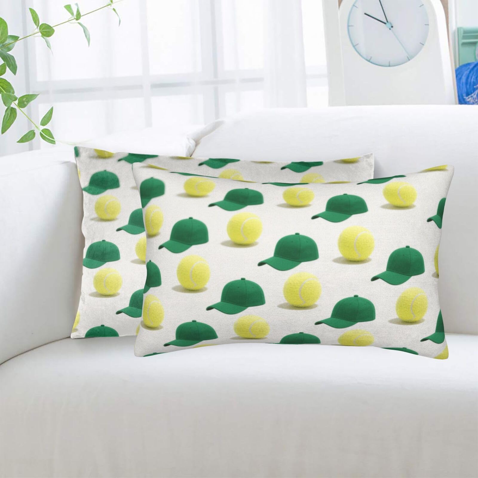 2 Pack Standard Pillowcases Sets, Ultra Soft Comfort Microfiber Plush Pillow Cases Tennis Decorative Throw Pillow Cover with Hidden Zipper for Bedroom, Sofa, Couch,20"X30"