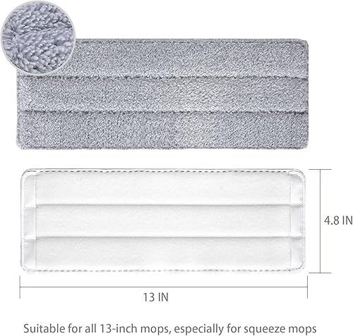 Miniatura 2 de Paquete de 6 almohadillas de repuesto de microfibra compatibles con Joymoop, juego de trapeador plano Bosheng o cubo para trapeador exprimible,