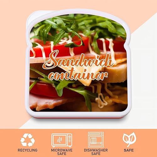 Miniatura 6 de Caja de 4 recipientes para sándwich para almuerzo, forma de tostada, almacenamiento de alimentos, reutilizable, soporte de plástico para sándwiches,