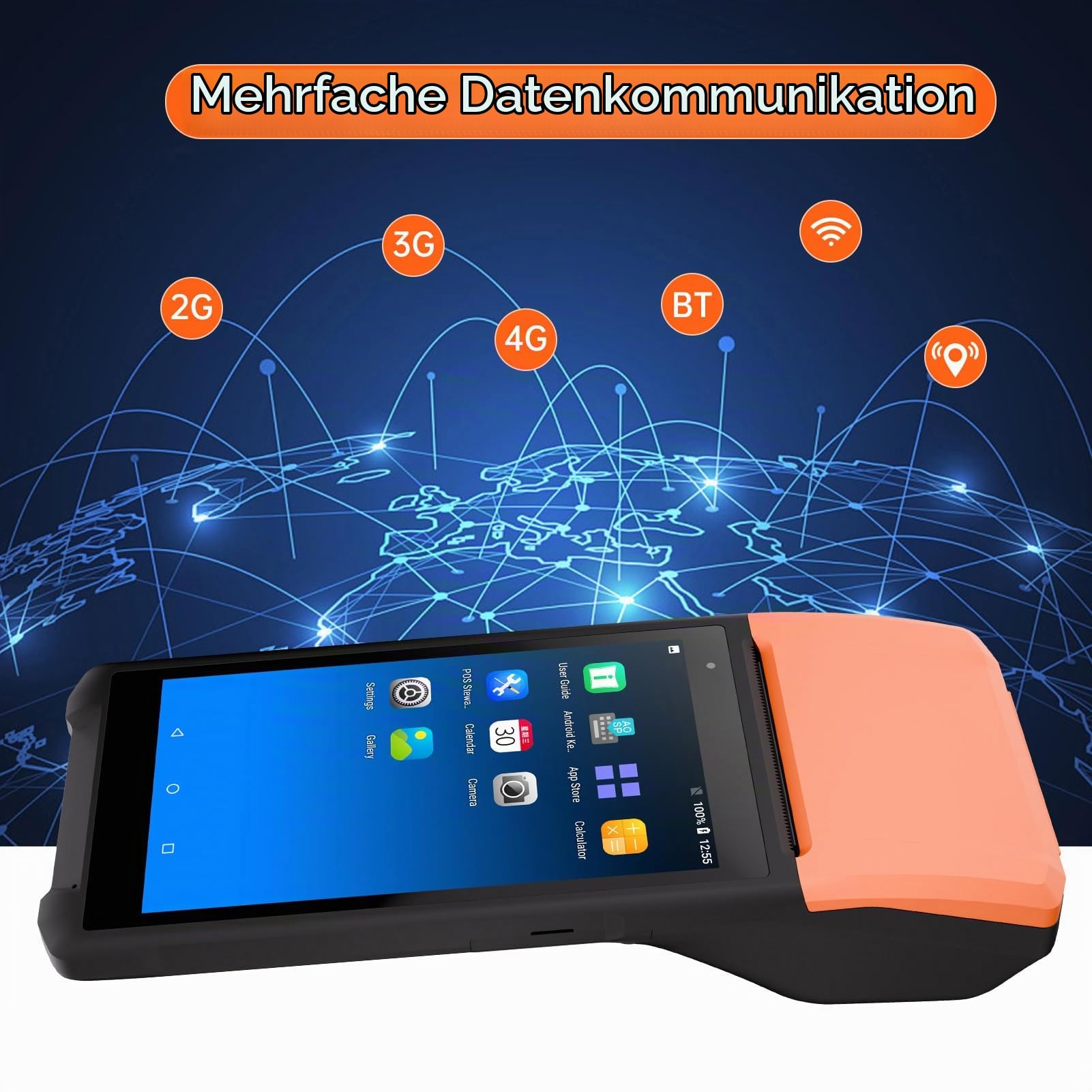Tragbares POS-Terminal 11.0, 5,5-Zoll-Touchscreen-PDA-Scanner, Kompaktes Design für die US-Lagerlogistik (EU-Stecker)