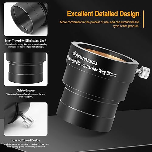 Miniatura 2 de Astromania Adaptador de tubo de extensión ocular para telescopio de 2 pulgadas, longitud óptica de 1.378 in, con roscas de filtro de soporte de 2