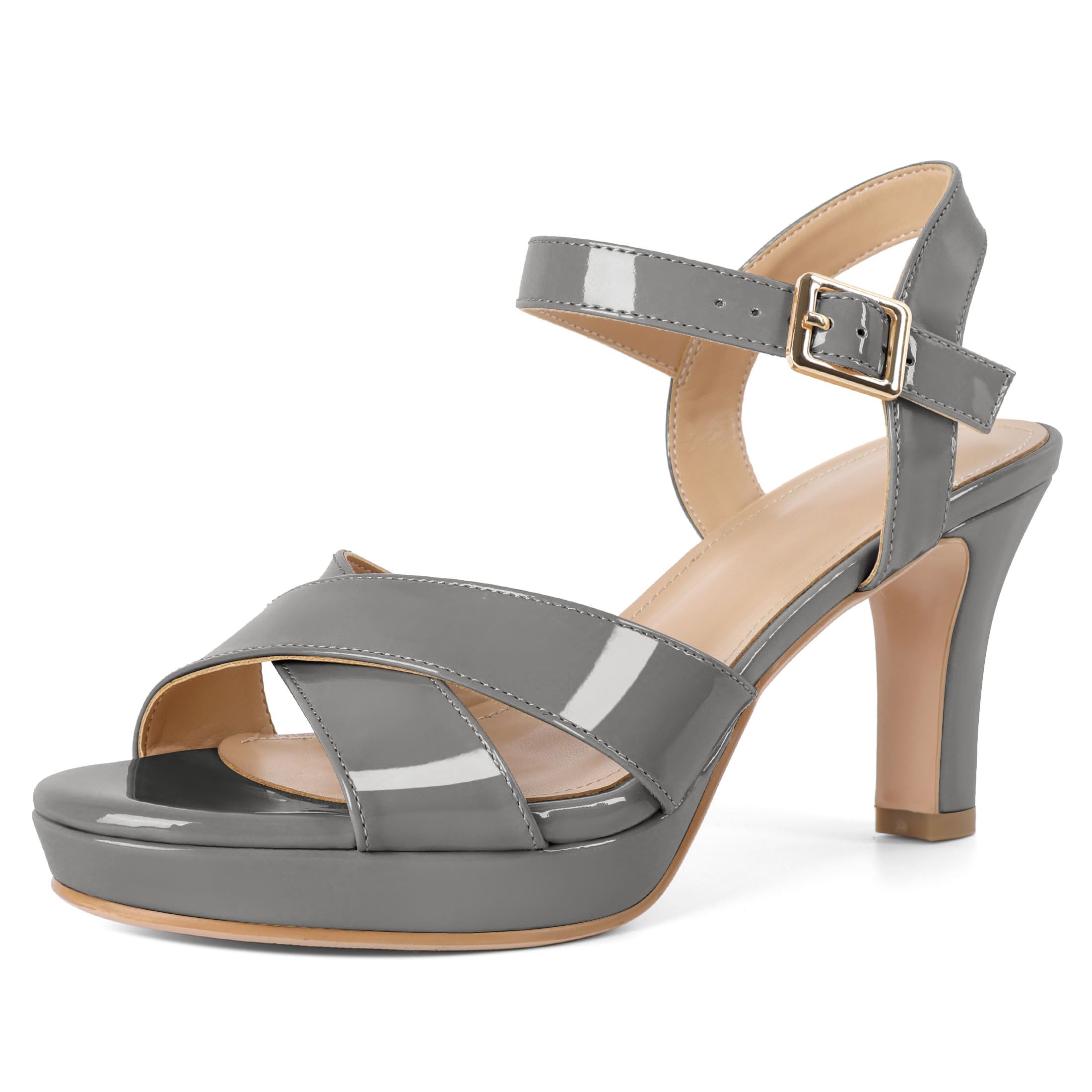 Eldof Women's Platform High Heels Chunky Block Heel Open Toe Ankle Strap Heeled Sandals 3 Inches