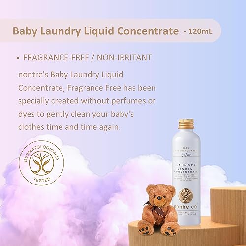 Miniatura 4 de Nontre, concentrado líquido para ropa de bebé, sin fragancia, solución suave, fórmula no irritante, adecuado para pieles sensibles, sin perfume ni