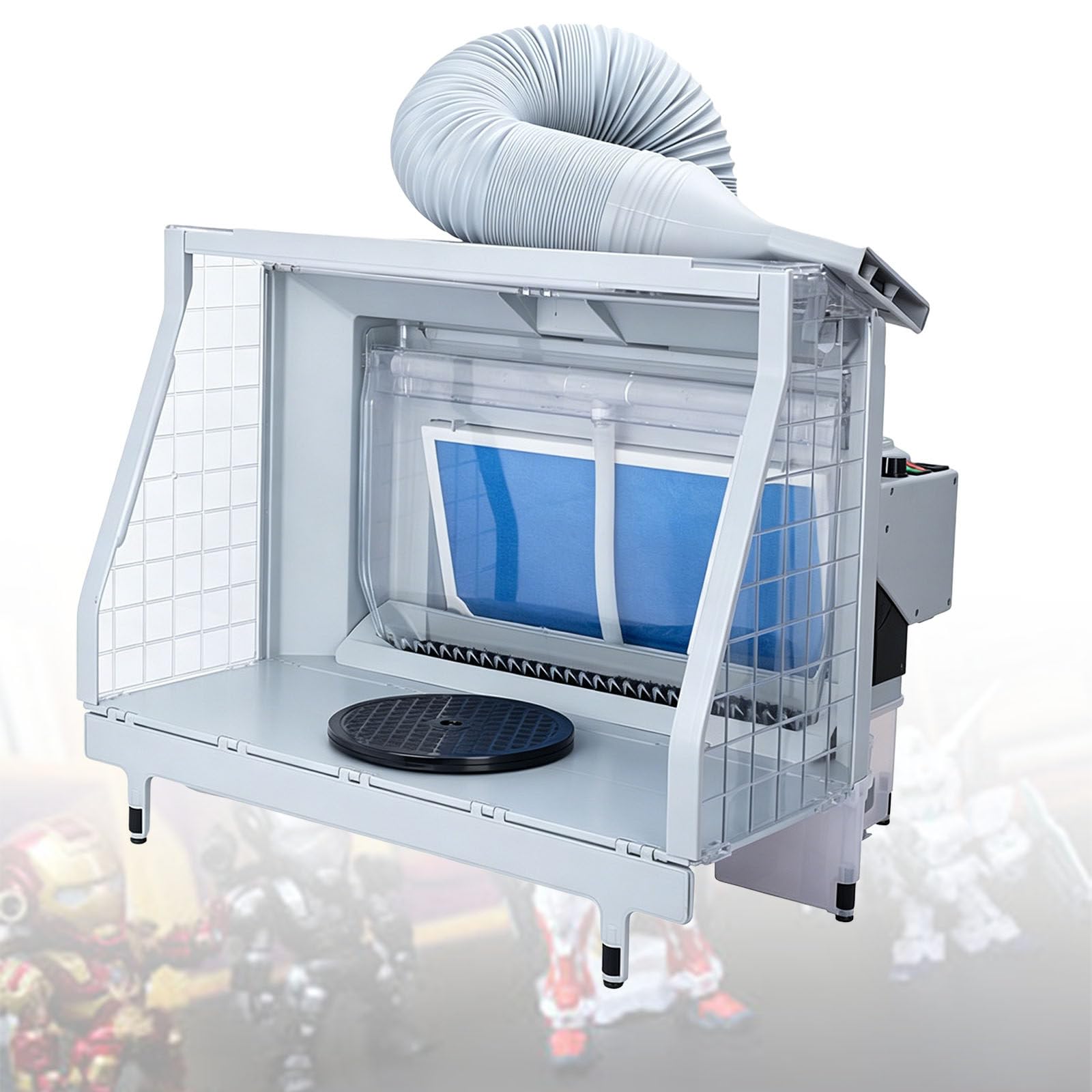 PrzenośNy Zestaw Kabiny Natryskowej Z 3 Listwami śWietlnymi Led I Filtrami 2-Warstwowymi, Obrotowy Stół Roboczy, Do Modeli SamochodóW, Ciast, Zabawek, Ceramiki
