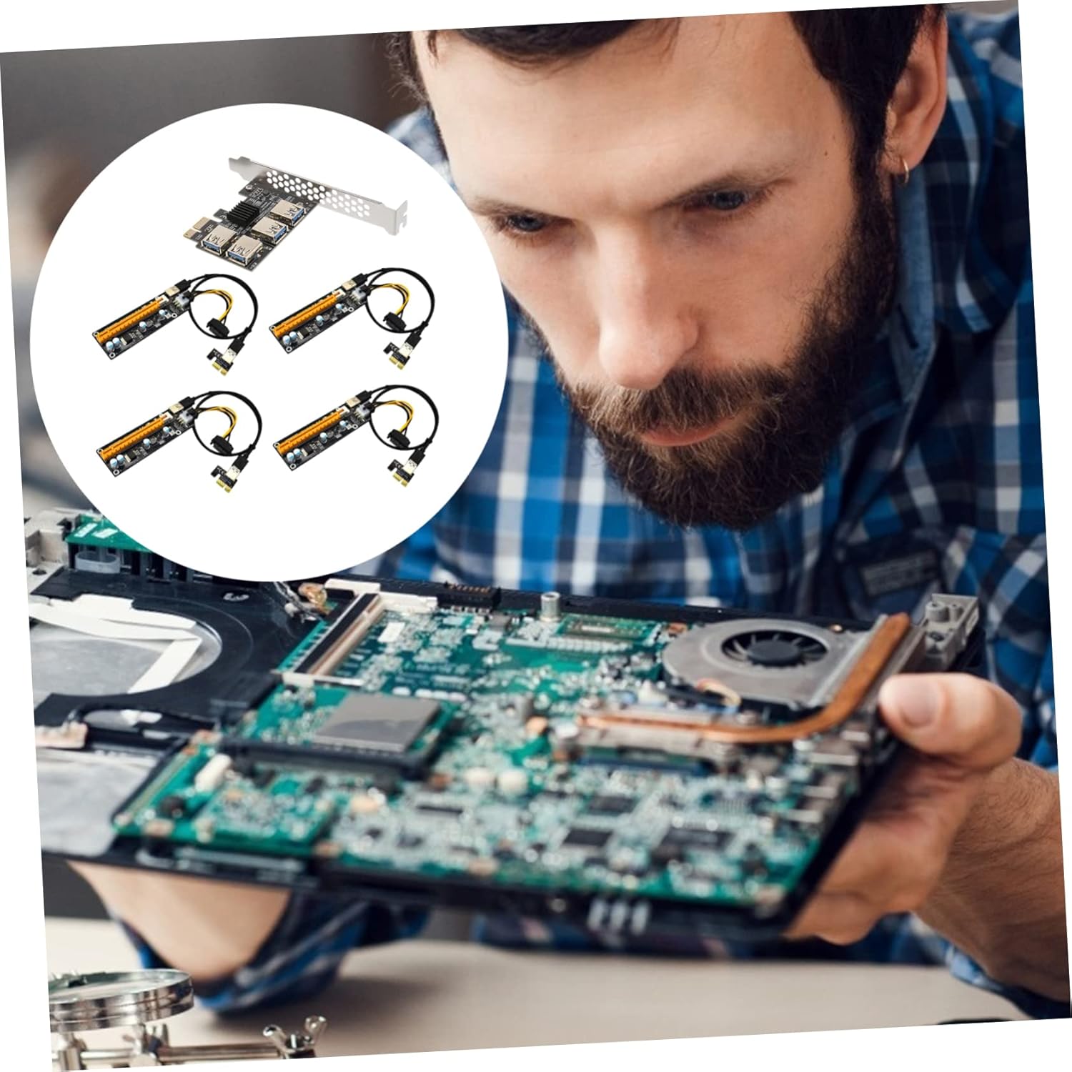 Gadpiparty Pci Riser Card Adapter to Ports USB Pci E Extender with Pin Power Connectors Stable High Performance Expansion for Gaming and Superspeed USB Devices