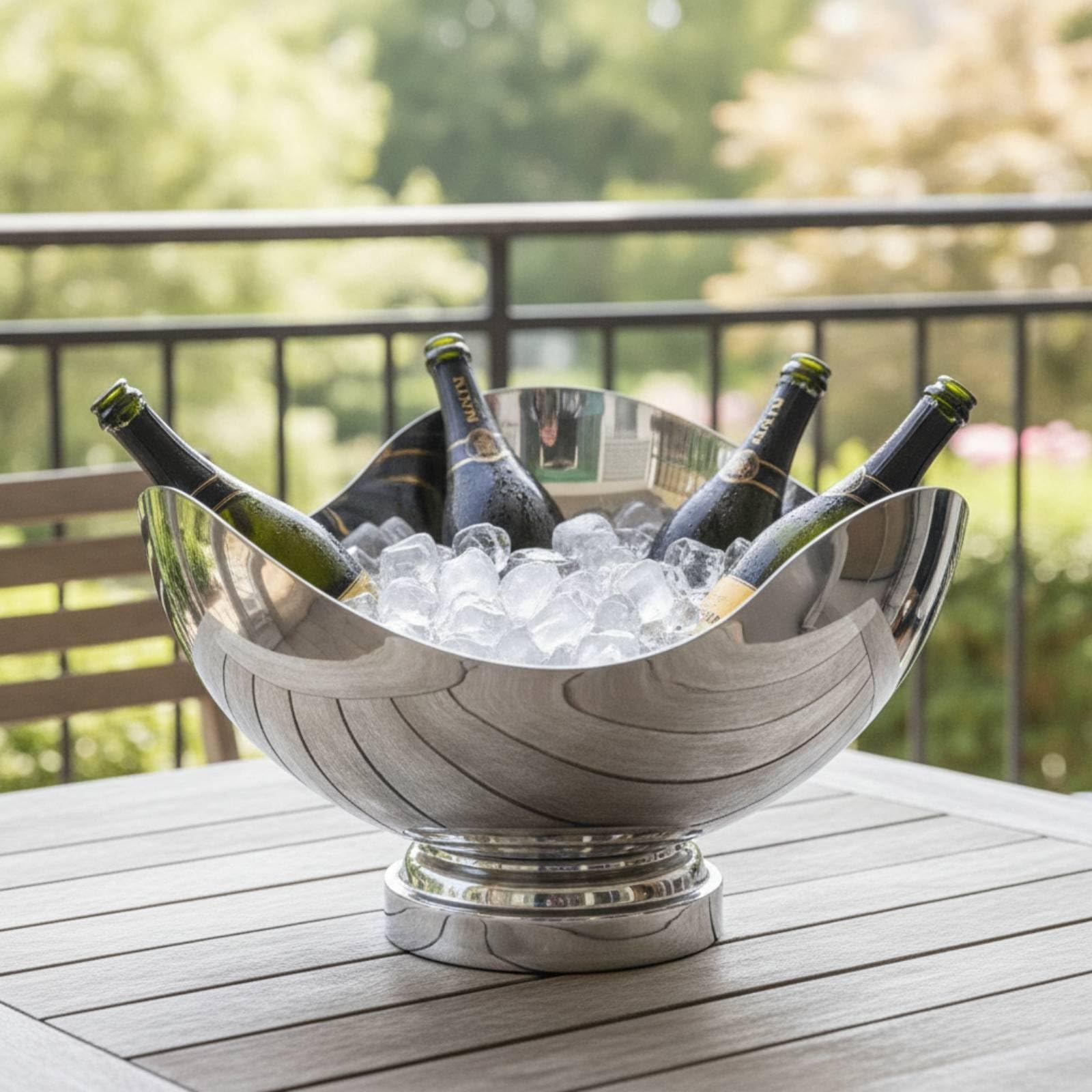 Champanera Acero Inoxidable Resistente Cubitera Acero Inoxidable Morno Hielera para Anfitrionas, Cocteleros, Bodas, Fiestas, Blanco Y Oro
