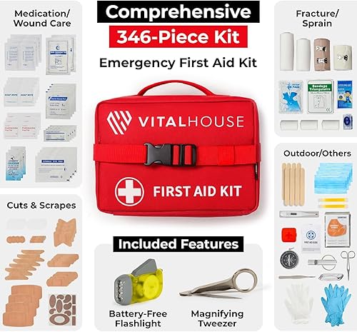 Miniatura 2 de Vital House Kit de primeros auxilios de 326 piezas  Kit médico profesional impermeable para trauma para emergencias, ideal para el hogar, oficina,