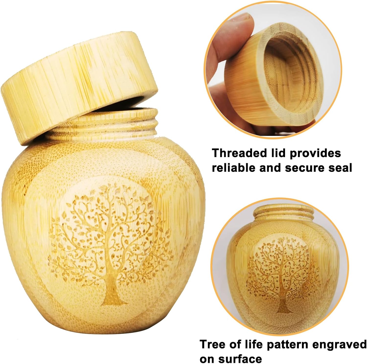 Mini Scattering Urns for Human Ashes, 2.1''x2.6'' Biodegradable Tubes with Tree of Life Pattern Engraved (Set of 2) - Image 4