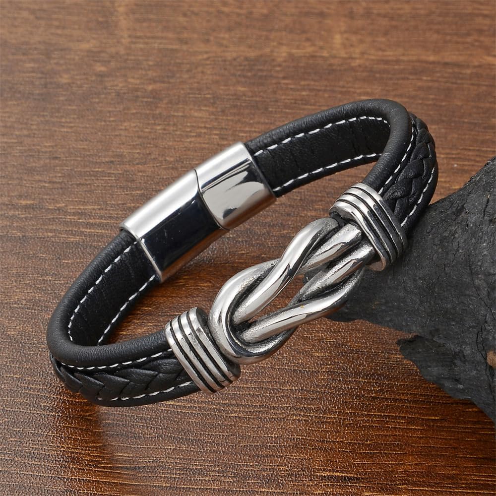Infinity Knot Bracelet for Men Punk Cuff Bangle Wristband Leather Bracelet Jewelry for Him - Image 3