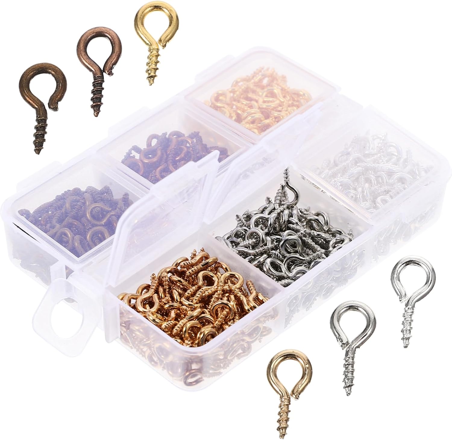 Holibanna Box of Mini Screw Eye Screws 50pcs for DIY Jewelry Making for Crafts and Pendants