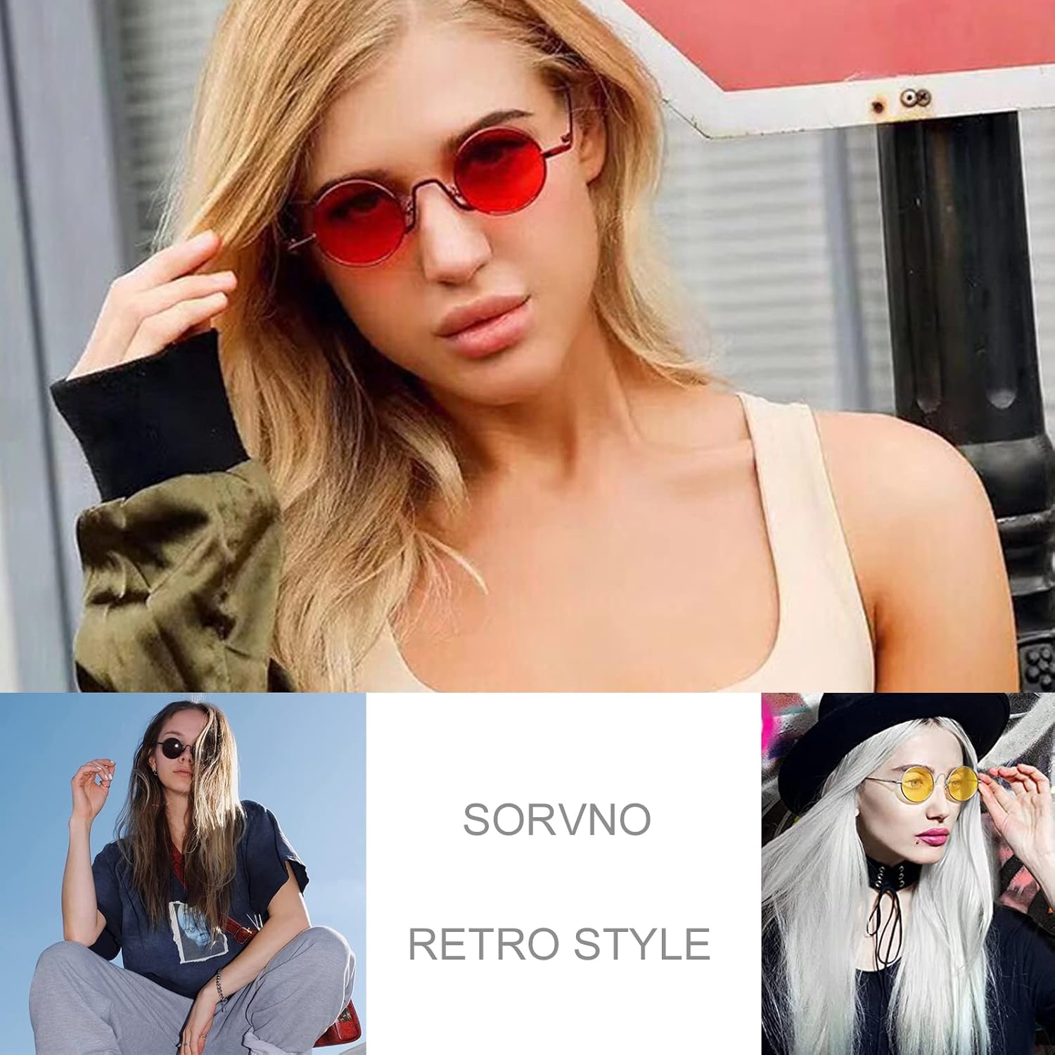 SORVINO Retro Small Round Sunglasses for Men Women Vintage Style Metal Frame - Image 4