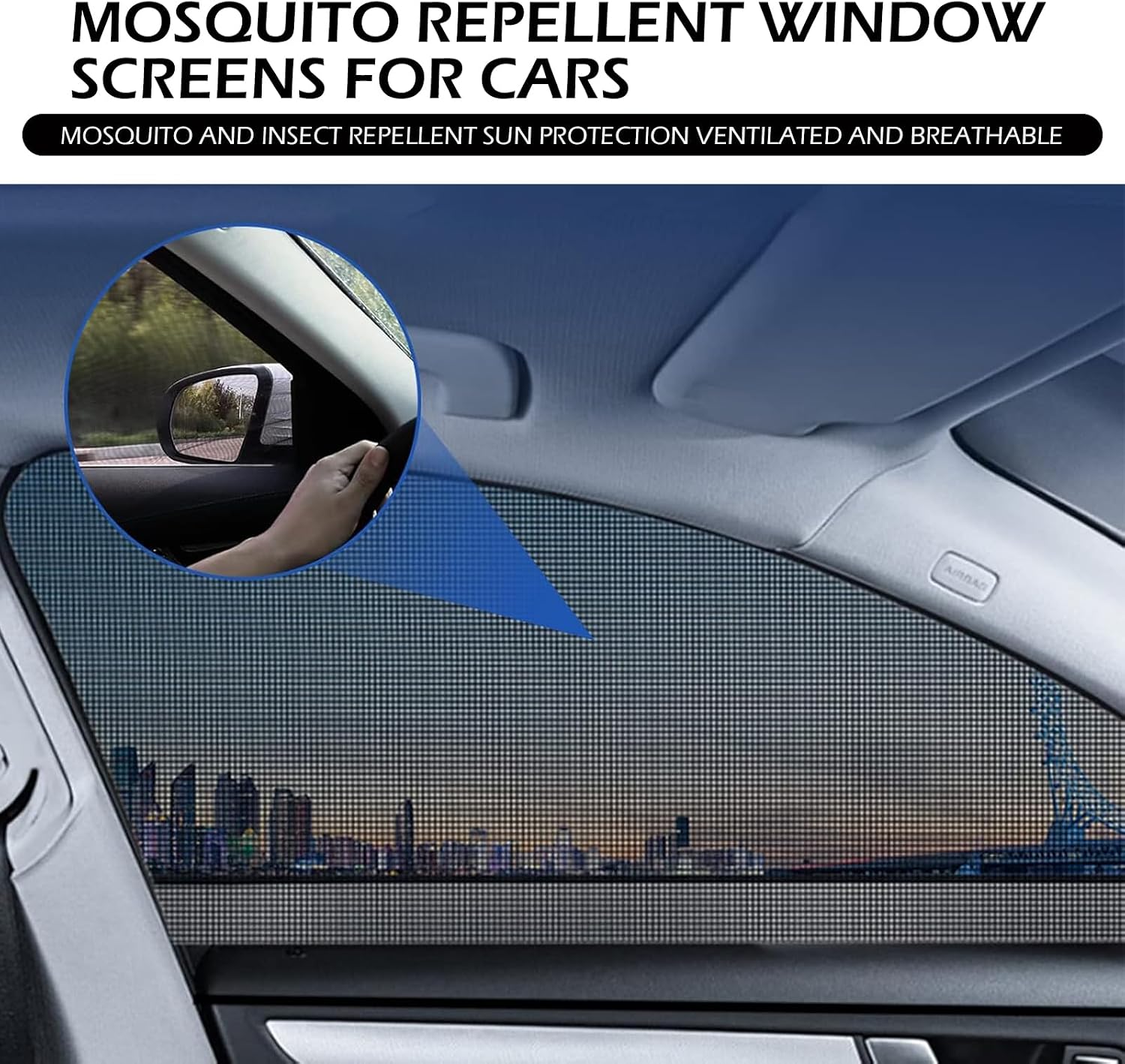 Shakas Window Sunshade for Car, Double Layer Design Ventilation and Breathable Front and Rear Side Window Glass Isolated Mesh Veil, Replacement Tuning Accessory, Universal for Most SUVs (Black) image 2