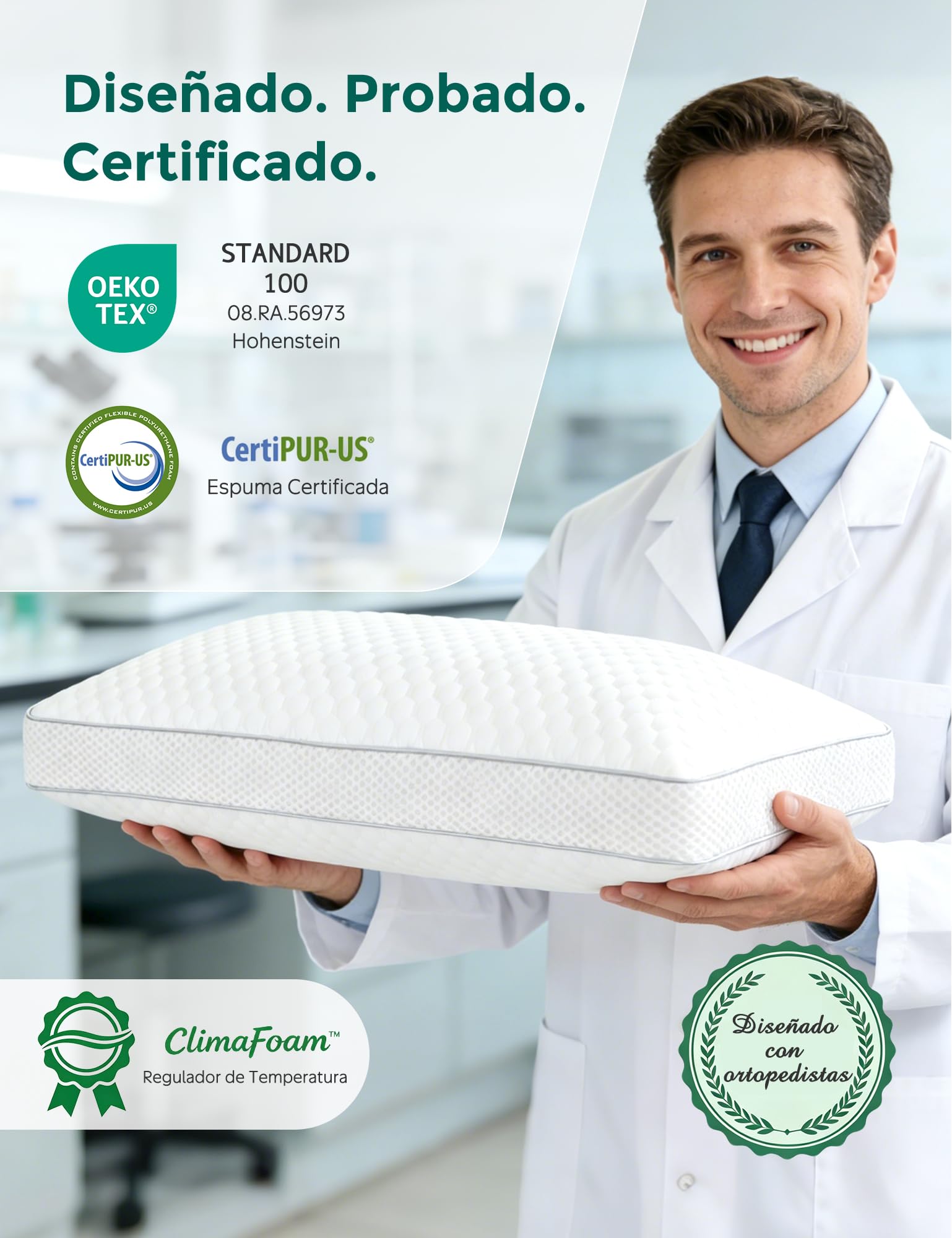 APSMILE Almohada Viscoelástica 50x75 cm - Espuma Memory Foam Triturada Ajustable y Adaptable para Cuello - Funda Fría y Transpirable - Ergonómica y Termorreguladora - Hipoalergénica Lavable