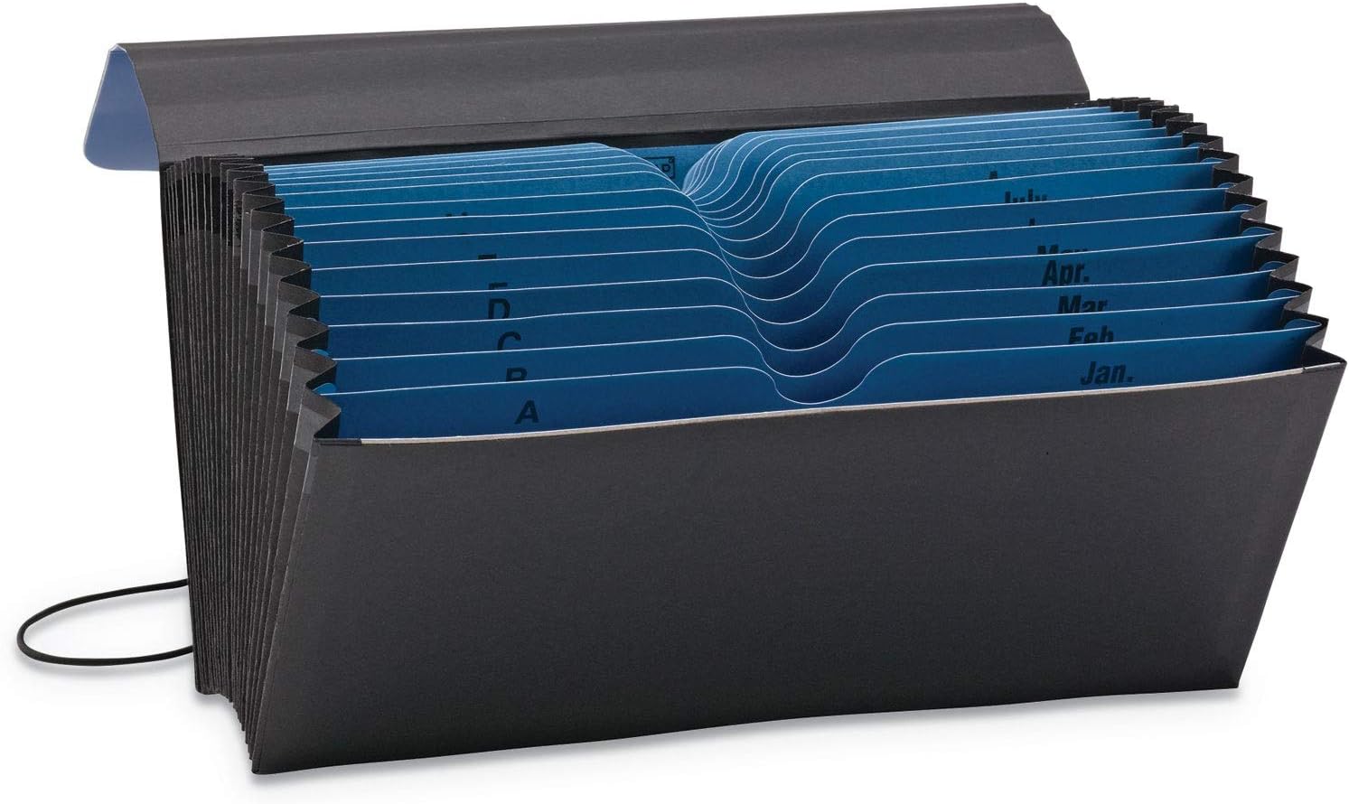 Smead 70506 Check File Folder with Pockets, Thumbcut, Handy File with Pockets for Checks Expanding 9.75 x 5, 1/2-Cut Tab, 21 Sections, Blue,Black, Sold as 1 Each