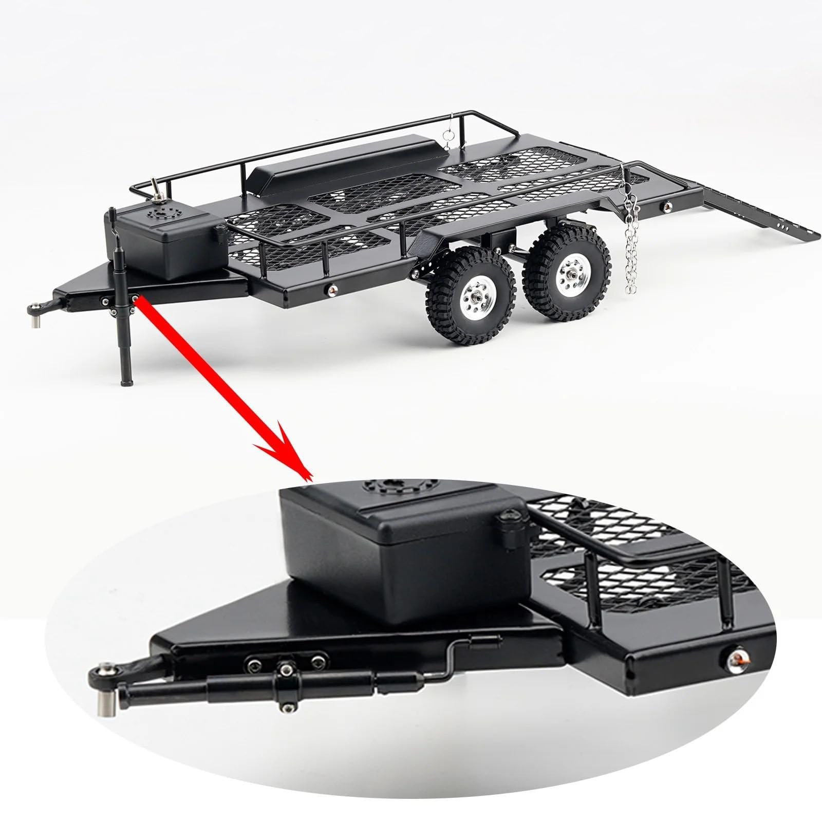 Remolque Metal con Luz para TRX4M FMS18 para Redcat Ascent18 1/18