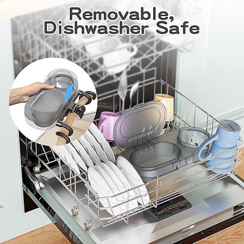 Miniatura 7 de 3-in-1 Universal Stroller Snack Tray Attachment with Dust Cover Sturdy Stroller Cup Snack Holder Clamp & Silicone Arms Grip Design Baby Travel Gear