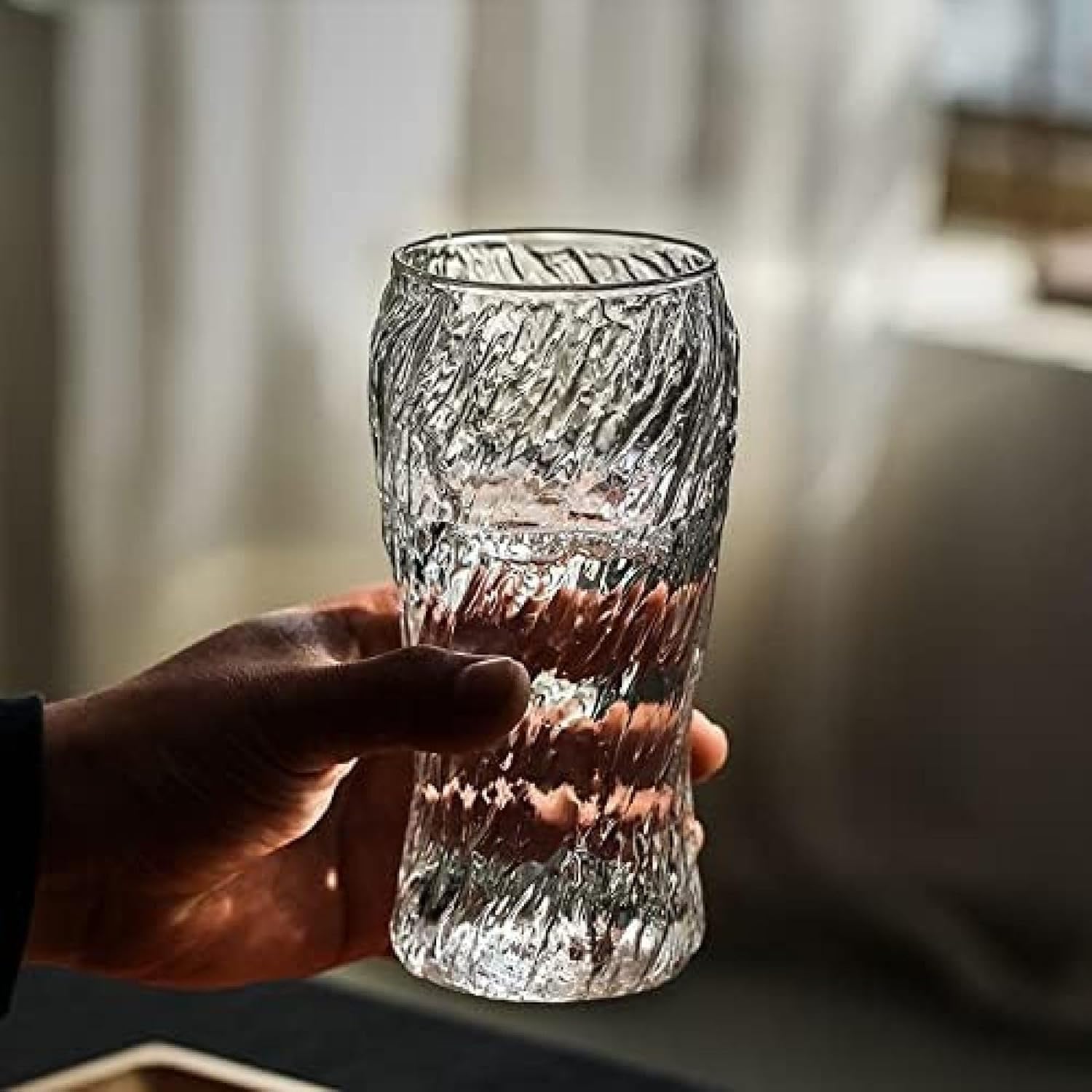 Juego de vasos de cristal transparentes para jugo, leche y café para cocina, ideal para desayuno y bebidas frías