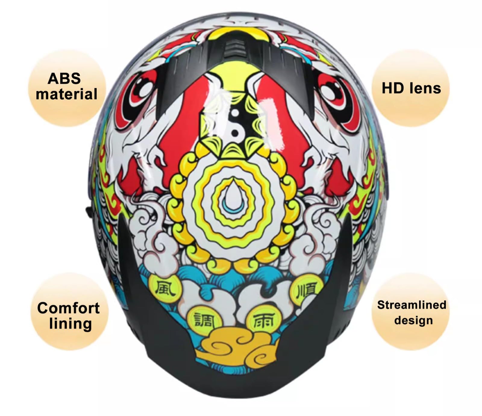 Kask integralny ECE certyfikowany kask motocyklowy kask motocyklowy kask integralny kask ochronny podwójne soczewki z przedłużonym ogon deflektora D,M (57-58 cm)