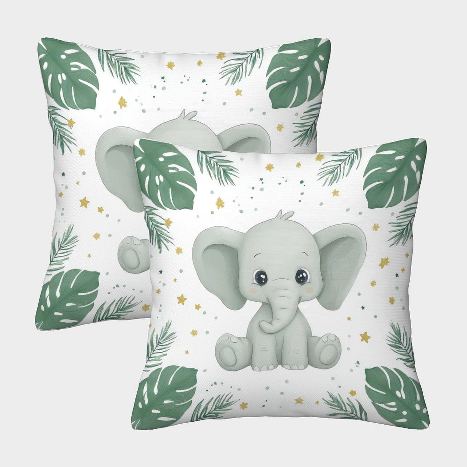 QFVANSIYO 3D Printed Cute Elephant Pillowcase Microfiber Bedroom Decor Animal Pattern Pillow Cover Soft for Adults Teens 40x40cm