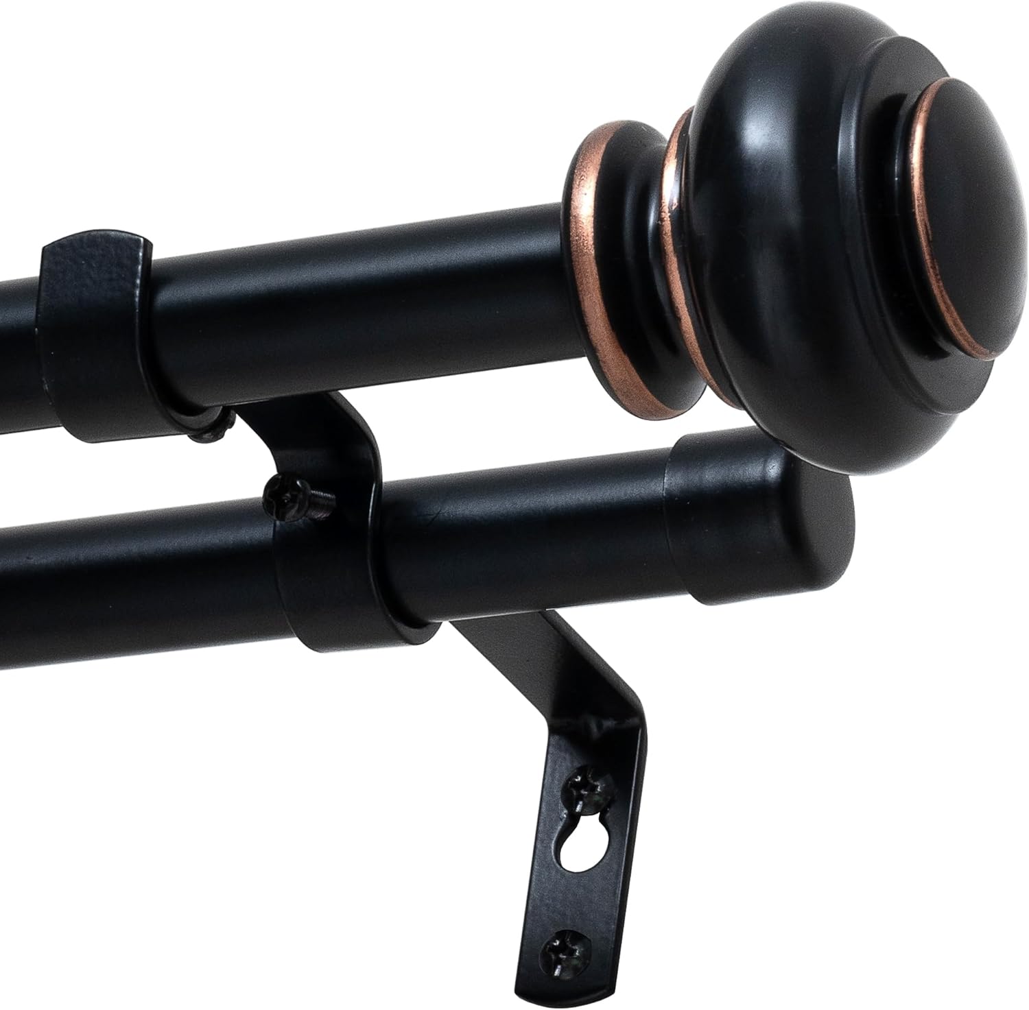 H.VERSAILTEX Double Curtain Rods for Windows 16.2 to 137.4 Inches, 3/4 inch Diameter, Adjustable, Decorative, Telescoping, Heavy Duty, Black