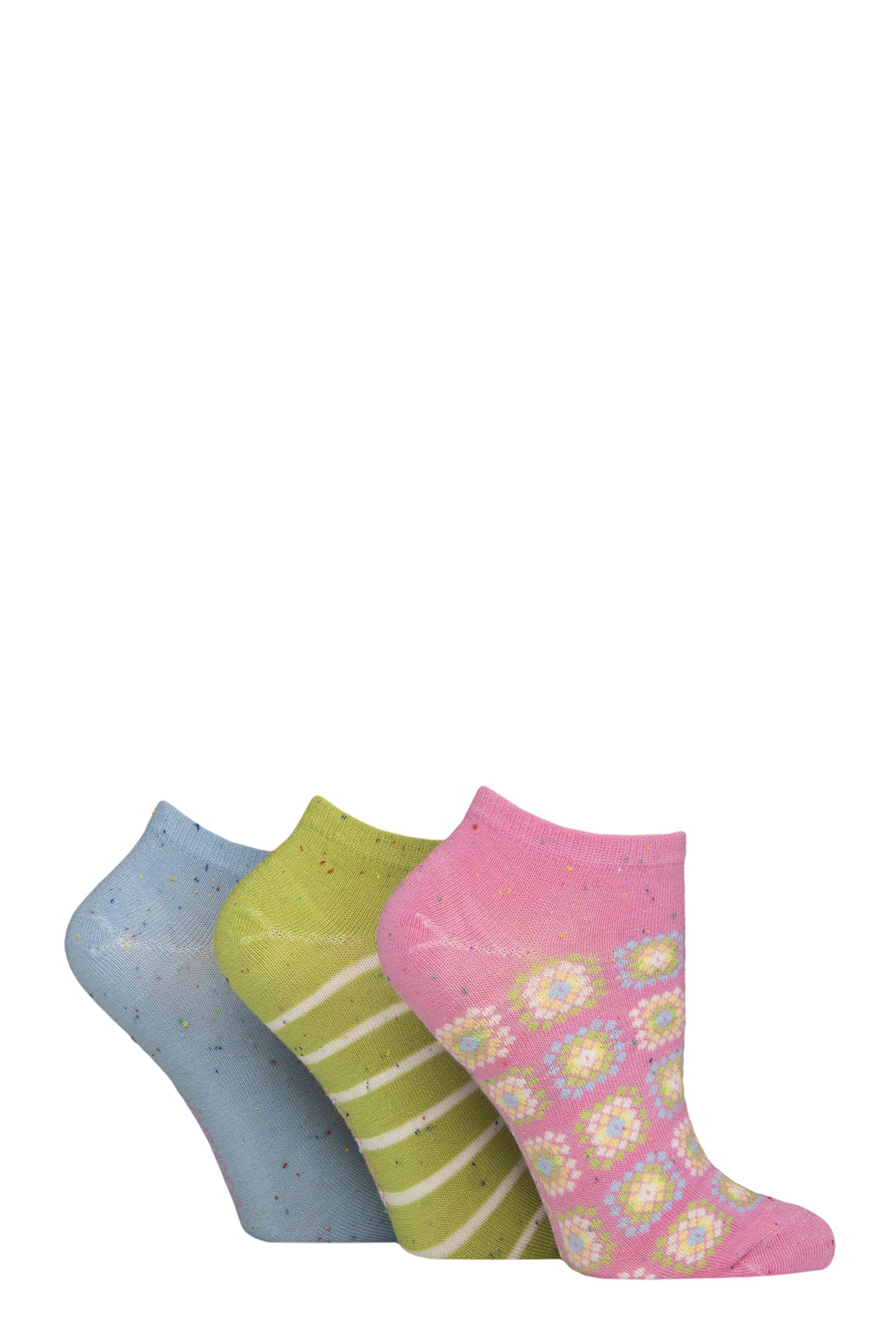 Sockshop Women's Ocean View Speckled Bamboo Trainer Socks Pack Of 3 (Uk, Numeric, 4, 8, Regular, Regular, )