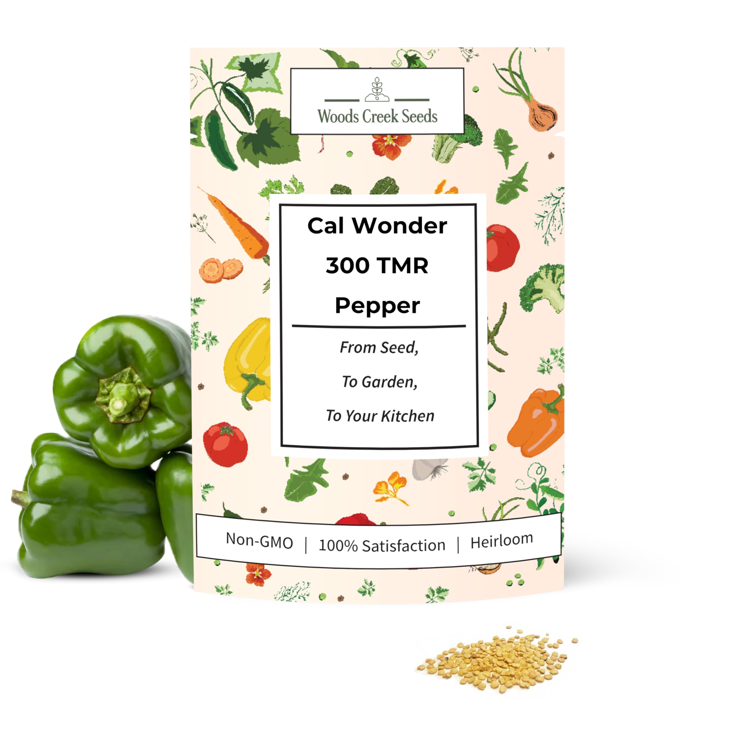 Cal Wonder 300 TMR - Semillas de pimiento dulce para plantar, más de 250 semillas de pimiento tradicional sin OMG California Wonder para plantar al aire libre o en interiores para