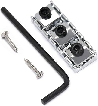 Rubatone Electric Guitar String Locking Nut for Floyd Rose Style Tremolo Bridge with Mounting Screws and Wrench Chrome.