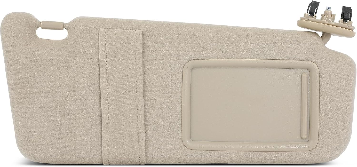 Beige Right Passenger Side Car Sun Visor Without Sunroof for 2006-2011 for Toyota for Camry,Replacement Assembly 74320-06780-E0 (with Mirror)