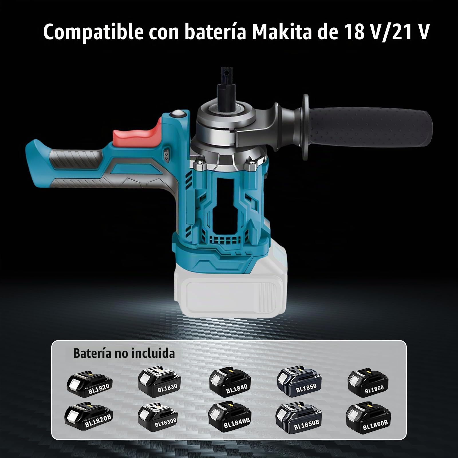 Taladro de tierra compatible con batería 18-21 V (sin batería), excavadoras eléctricas de agujeros de poste, taladro eléctrico de tierra de 2 asas, con interruptor de seguridad, para instalar