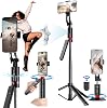 Coverzone Profesyonel Tripod ve Selfie Çubuğu, 360° Yapay Zeka Yüz Takibi, AI Hareketle Komut, 1/4 Vidalı, Canlı Yayın, Vlog, Fotoğraf, Uzaktan Kumandalı,180cm, JH18-2