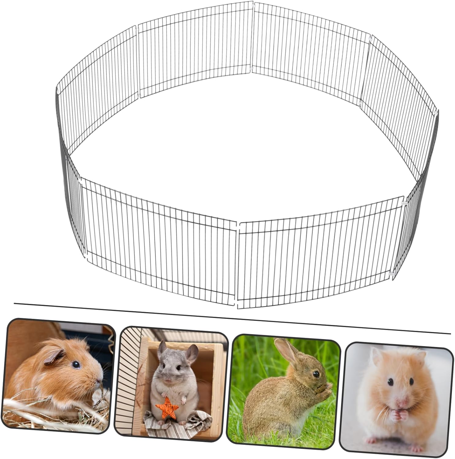 Kisangel 8pcs Portable Detachable Pet Fence for Small Animals Metal Playpen for Hamsters Bunnies and More for Use Panels