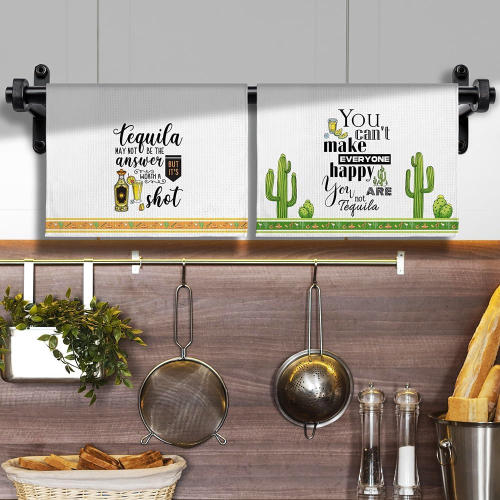 2-Pack Tequila Enthusiast Gifts - Cocktail Humor Inspired Kitchen Towels Set, Quick-Drying Decorative Hand Towels for Bar Decor and Home Kitchen, Margarita Lover Accessories with Witty Spirit Theme image 3