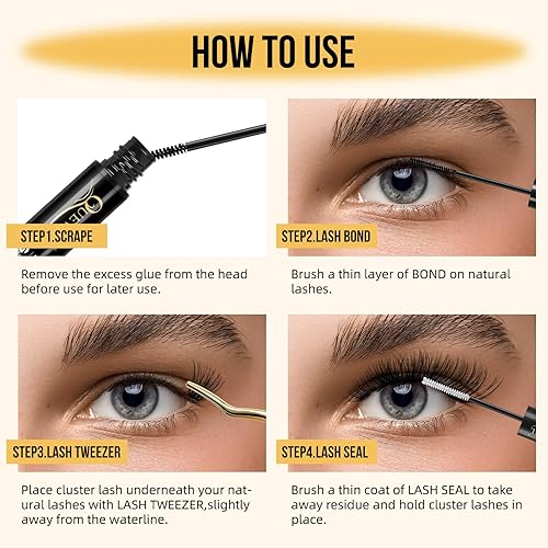 Miniatura 7 de QUEWEL - Extensiones de pestañas en grupo, bandeja con espejo giratorio de 360, longitud mixta de 12-16 mm, pestañas postizas individuales finas con