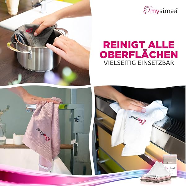 mysimaa Mikrofasertücher 40x40 – Fenstertuch Streifenfrei, Autopflege, Putzlappen Küche - Reinigungstücher und Putztücher ohne Putzmittel, Microfasertücher Auto, Staubtücher Putztücher - 2
