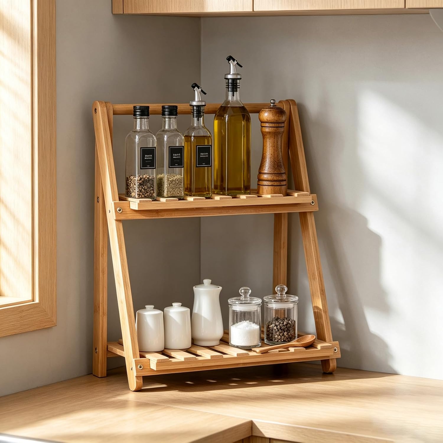 CROISSANT 2 Tier Wooden Display Stand,Suitable for Displaying Small Items