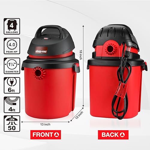 Miniatura 6 de Shop-Vac 5890489 Aspiradora húmedaseca de 4 galones de 4.0 caballos de fuerza, 1.25 pulgadas de diámetro x 4 pies, cable de 6 pies, ideal para