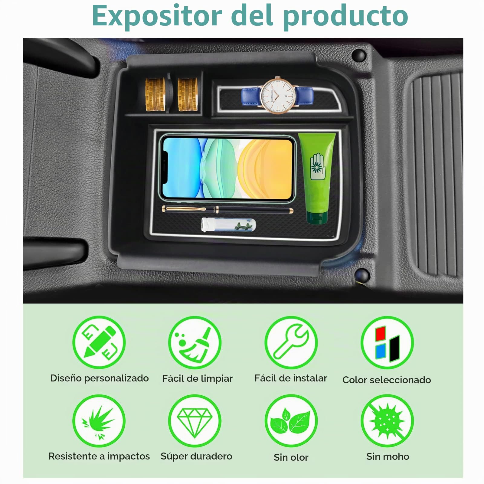 GAFAT Compatible con VW Golf 8 8.5 MK8 2020-2025 2026 Caja de Almacenamiento Consola Central, Golf 8.5 GTI GTE GTD Alltrack R Variant Organizador de Reposabrazos, Golf 8 Accesorios (Blanco)